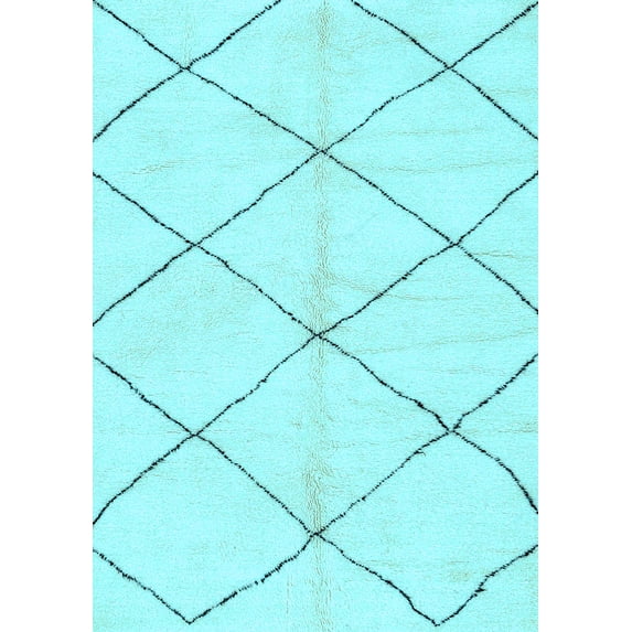 Ahgly Company Indoor Rectangle Solid Light Blue Modern Area Rugs, 5' x 8'