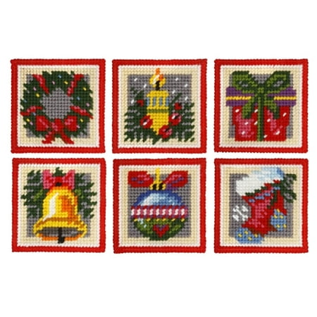 UPC: 5902067313312 | Coaster needlepoint (halfstitch) kit set of 6 designs Christmas time 5106