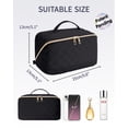 thumbnail image 2 of Travel Makeup Bag Cosmetic Bag Toiletry Bag for Women, Wide Open Organizer Pouch with Divider and Handle Portable Quilted Open Flat, Black, 2 of 7