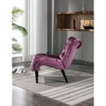 thumbnail image 4 of Hassch Velvet Accent Chair, Upholstered Armless Side Chair for Living Room, Modern Lounge Chair with Tufted Back and Rolled Edge Design, Comfy Reading Chair with Solid Rubber Wooden Legs, Purple, 4 of 9
