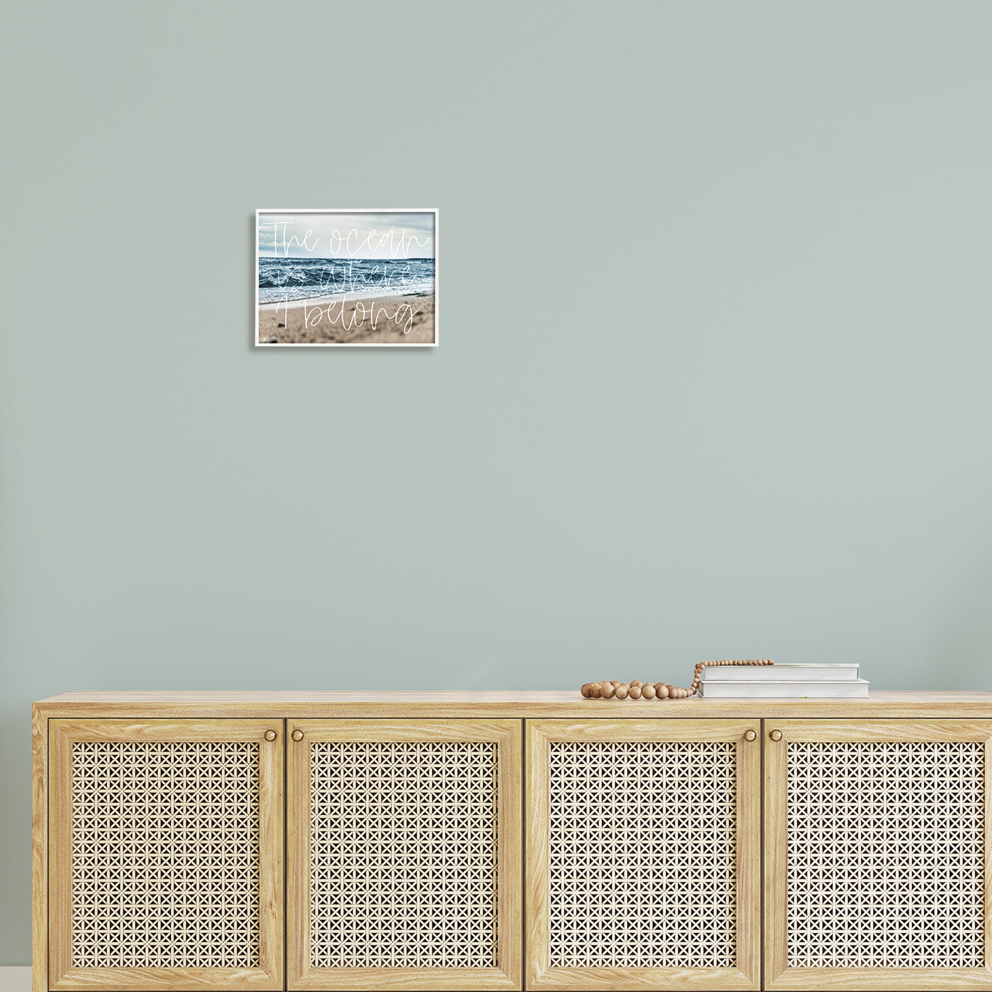 Stupell Ocean Is Where I Belong Beach Waves Landscape Painting White Framed Art Print Wall Art