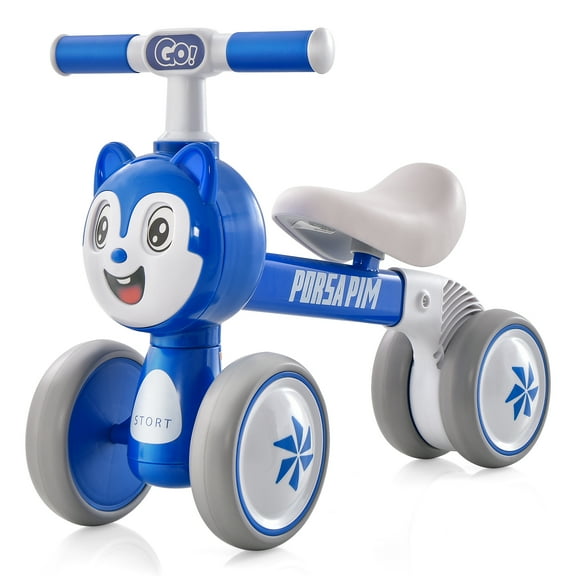 Gymax Baby Balance Bike Ride on Toys w/ Silent Wheels & PU Seat Linked Rotating Eyes