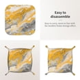 thumbnail image 4 of Multi-Size Leather Tray Four Corners Four Button Design Anti-Scratch Waterproof Convenient Cleaning Convenient Storage Gold Marble_4 Small, 4 of 8