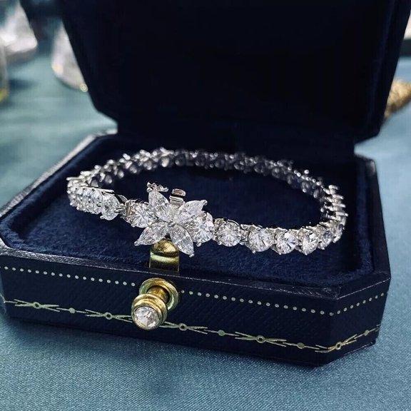 10.00CT Round Cut Lab Created Diamond Tennis Bracelet In 14K White Gold Plated