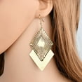 thumbnail image 2 of Grandest Birch Matte Hollow Double Layer Jewelry Rhombus Long Dangle Hook Earrings Alloy Silver, 2 of 8