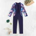 thumbnail image 5 of RTKFRFLM Big Girls One Piece Swimsuit Gradient Floral Long Sleeve Long Pants Surfing Suit Scuba Diving Wet Suit 7-12Y, 5 of 8