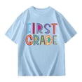 thumbnail image 3 of Arlun Kids Unisex First Grade Short Sleeve T-Shirts Back to School Outfits 1st Grade Letter Print First Day of School Graphic Tee Casual Crew Neck Tops for Girls Boys 150, 3 of 8
