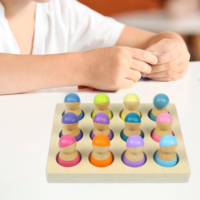 Juguete Montessori 12 piezas Rainbow con clavija de en miniatura con clavija íris pintadas para de Muñeca Macaron Salvador juguetes para apilar arcoiris
