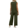 thumbnail image 4 of 2 Piece Outfits Women Fall Lounge Sets V Neck Tops Wide Leg Pants Vacation Travel Sweatsuits with Pockets, 4 of 6