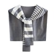 thumbnail image 2 of Irregular Stripe Sweater Shawl Wraps for Women Color Block Casual Travel Scarf Knitted Knotted Shoulder Capes Gray, 2 of 3