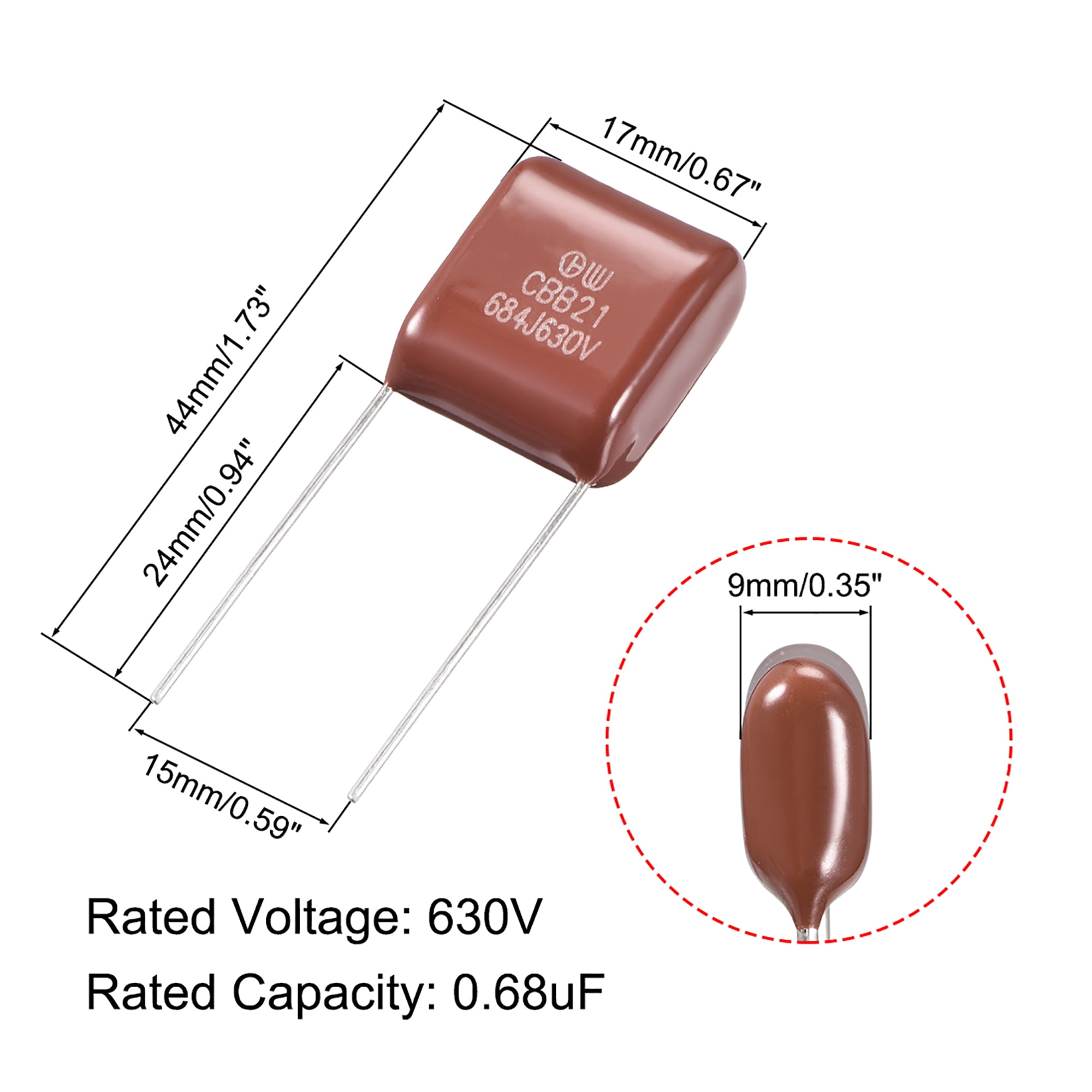 CBB21 Metallized Polypropylene Film Capacitors 630V 0.68uF for Electric ...