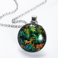 thumbnail image 2 of Tropical Plants Glass Design Circular Pendant Women's Necklace - Elegant Jewelry Piece, 2 of 5