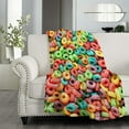 thumbnail image 2 of Food Fruit Hoops Cereal Blanket Cozy Soft Lightweight Flannel Throw Blanket for Bed Sofa Travel All Season Pets 40"x30", 2 of 6