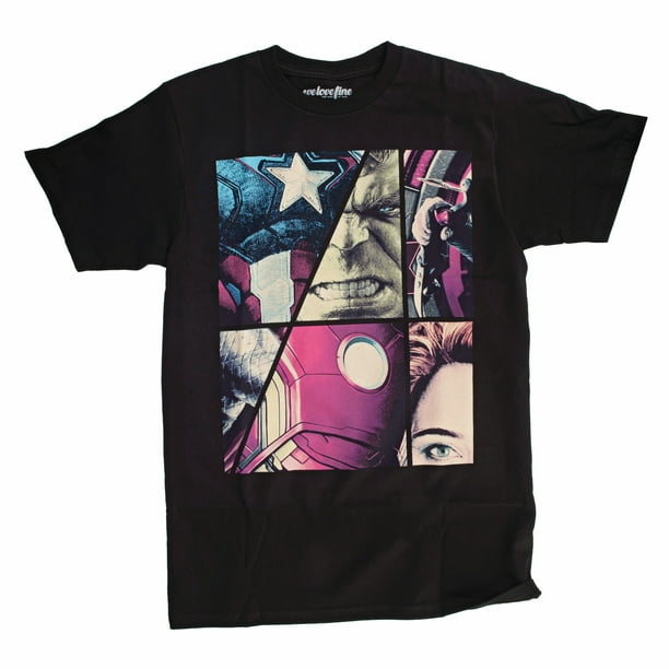 Marvel Vengeurs Héros Collage Hommes Noir T-Shirt 2XL