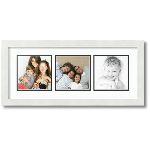 ArtToFrames Collage Photo Picture Frame with 3 - 6x6 Openings, Framed in White with Super White and Black Mats (CDM-3966-66)