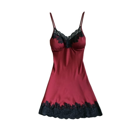

LSFYSZD Women Sleepwear Dress Kimono Robe Satin Nightgown Lace Night Dressing Nighwear
