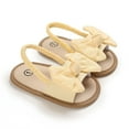 thumbnail image 2 of YMNXA Children Baby Girls Sandals Solid Color Bow Design Soft Sole Non Slip Open Toe Comfortable Fashion Beach Shoes For Casual Daily Wear,Yellow,0-6 Months, 2 of 5
