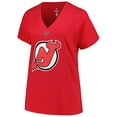 thumbnail image 2 of Women's Fanatics Jack Hughes Red New Jersey Devils Plus Size Name & Number T-Shirt, 2 of 3
