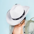 thumbnail image 4 of Sombrero de vaquero Sunnimix de fieltro Occidental con cuerda blanco, 4 of 8