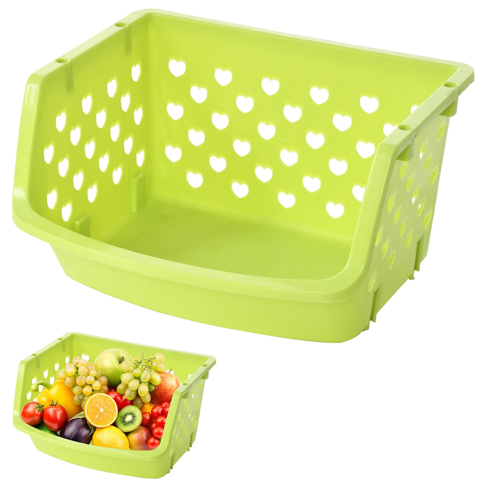 Multi Colored Stackable Storage Bins,1Pcs Stackable Storage Basket Organizer for Food Snacks Toys Toiletries Plastic Storage Bins Green