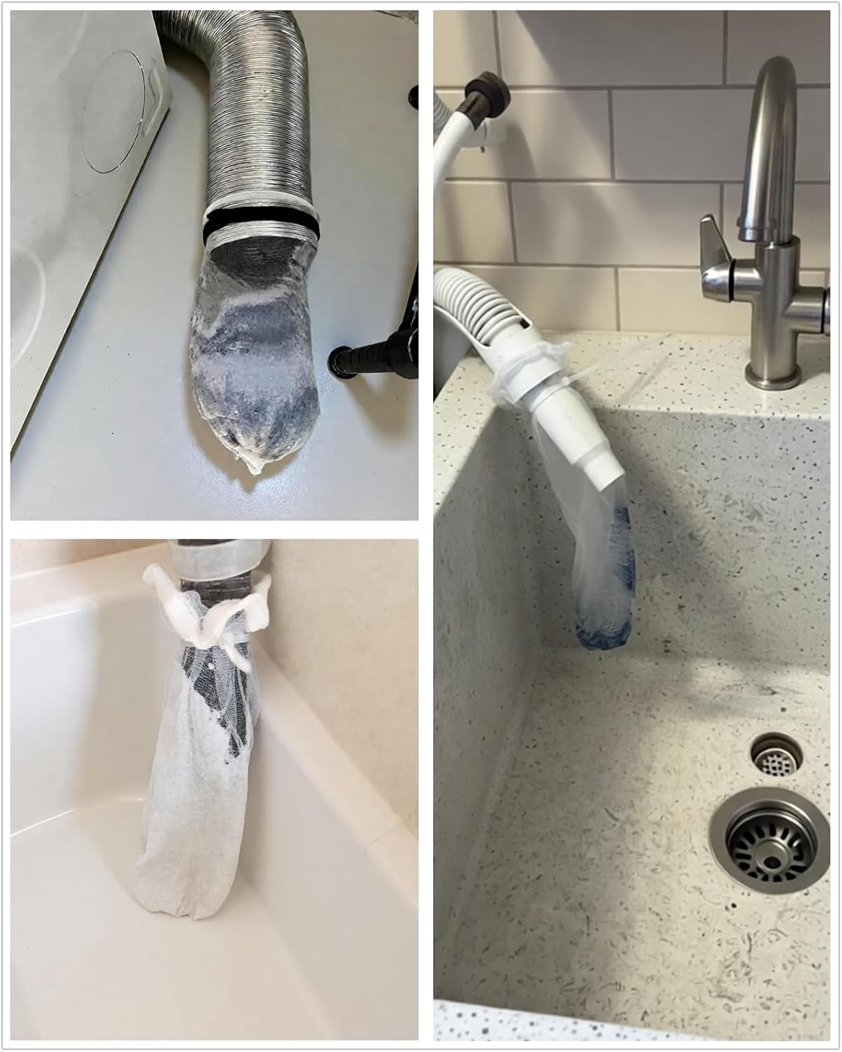 50 Pieces Washing Machine Hose Lint Traps Pet Dog Hair Catcher for Washer Laundry Lint Snare Sink Drain Hose Filter Dryer Mesh Bag with 50pcs Cable Ties