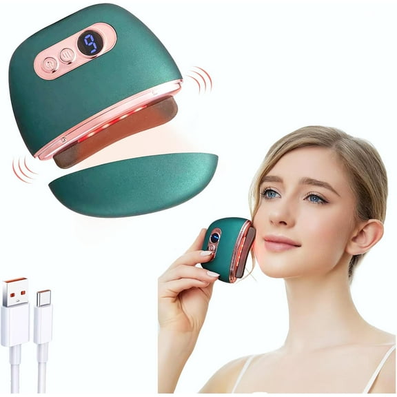 Gua Sha Electric Face Massager & Body Scraper Tool, Premium Device for Facial Lifting, Skin Tightening, Jawline Sculpting, Face Lift, Double Chin,Heat/Electric Vibration, Anti-Aging/Wrinkles.