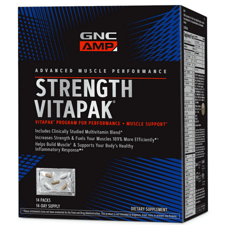 GNC AMP Strength Vitapak Program, Performance And Muscle Support, 14 Daily Vitapaks, 14 Servings