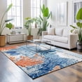 thumbnail image 3 of Area Rugs 2.7'x5', Coastal Octopus Carpet Runner Indoor Outdoor Rugs Home Decor Aesthetic, Nautical Coral Starfish Blue Wood Plank Non Slip Mats Washable Accent Rug for Living Room Bedroom, 3 of 8