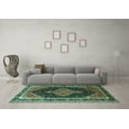 thumbnail image 3 of Ahgly Company Machine Washable Indoor Round Persian Turquoise Blue Traditional Area Rugs, 6' Round, 3 of 4