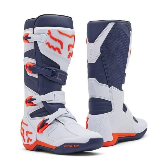 Fox Racing Comp Motocross Botte de Moto Tout-Terrain Blanc/marine 11