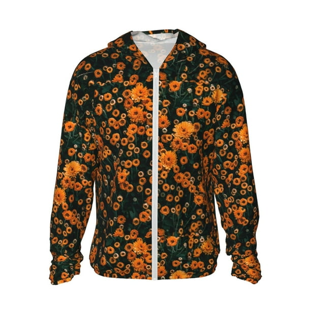 Fotbe Daisies Chaqueta con Protección Solar UPF 50+ para Hombre y Mujer, Camisa con Capucha y Bolsillos-Large