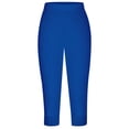 thumbnail image 6 of Gaukiv Womens Lace Trim Capris Stretch Fit Cropped Leggings Blue S, 6 of 6