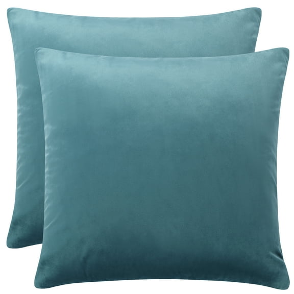 PiccoCasa 18"x18" Euro Velvet Throw Pillow Covers Pack of 2, Teal Blue
