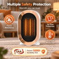 thumbnail image 5 of Space Heater 1200W Portable PTC Ceramic Electric Heater, Quiet Desk Heater with Tip-Over & Overheat Protection, Office Bedroom, White, 5 of 8