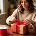 thumbnail image 6 of Red Burlap Wired Ribbon for Gift Wrapping Solid Ribbon with Wire Edge for Big Bow,Wreath,Xmas Tree Decoration,Flower Bouquet Bow Making Wedding Birthday Christmas Decor Jute Rustic Line Ribbons, 6 of 6