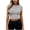 GrayďźCropďź, variant on Womens Crop Tops Summer Slim Fitted Basic Tee Stretchy Soft Crewneck Short Sleeve T Shirt
