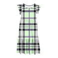 thumbnail image 6 of Mikilon 6-12 Years Girls Casual Maxi Stylish Plaid Dress Short Sleeve Holiday Dresses with Pockets, 6 of 7