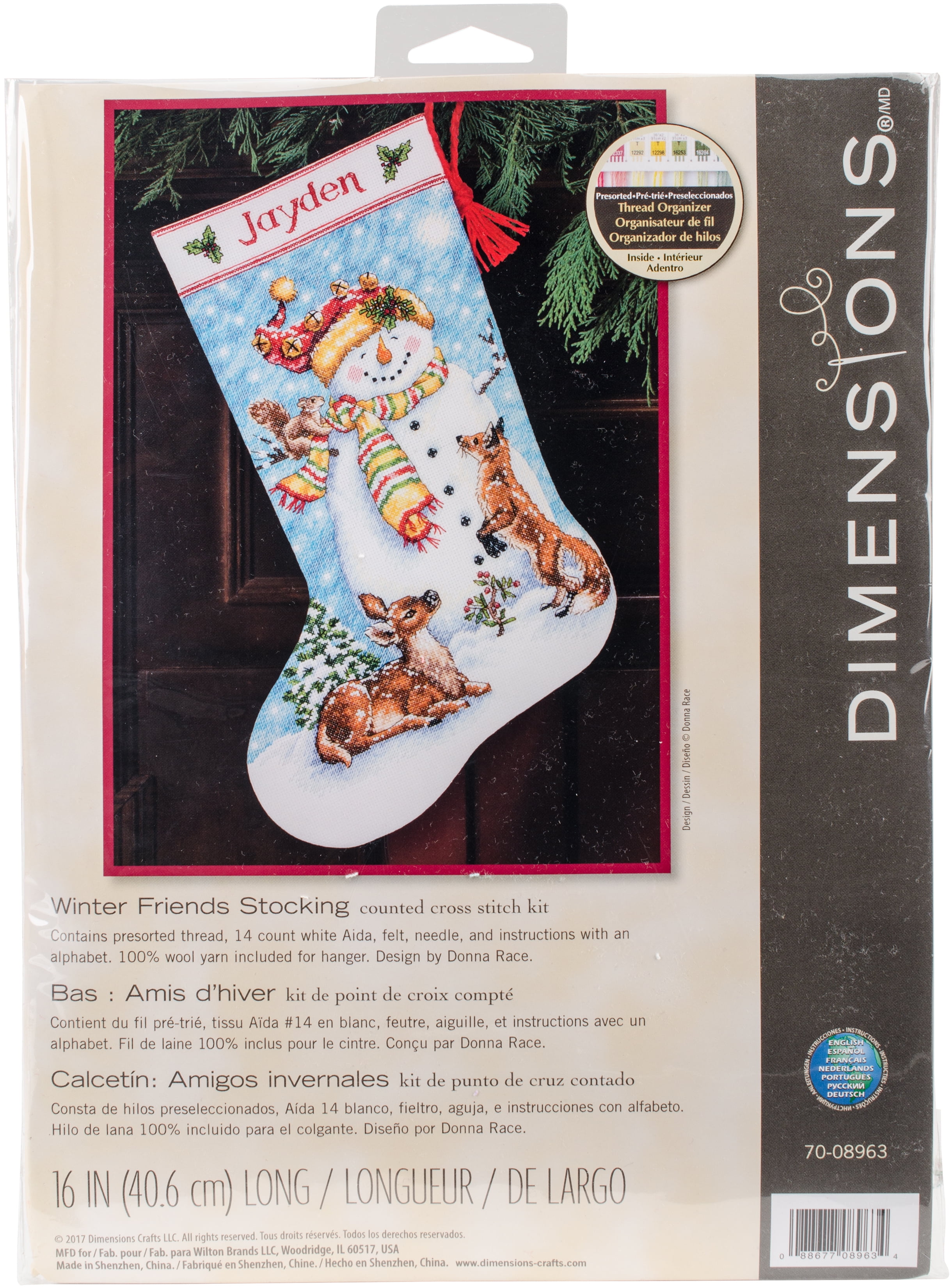 Dimensions Counted Cross Stitch Kit 16" LongWinter Friends Stocking