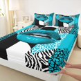 thumbnail image 3 of jejeloiu Geometric Zebra Striped Twin Sheet Sets,Black Blue White Bedding For Girls Kids 3pcs, 3 of 7