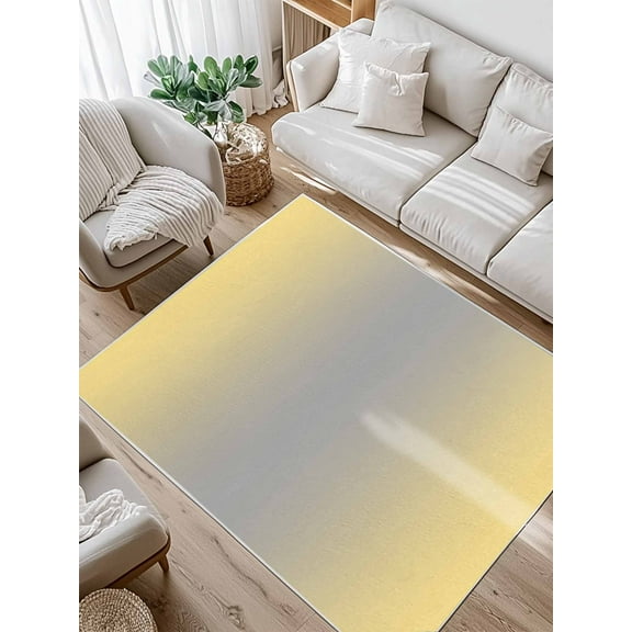 Ombre Area Rug for Bedroom 4x6 Ft Lemon Yellow and Grey Gradient Super Soft fuzzy Throw Rug Non-Slip Fluffy Plush Indoor Floor Carpet for Living Room Nursery Home Decor