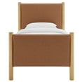 thumbnail image 6 of Platform Bed Frame, Twin, Oak Tan, Faux Leather, Hotel Bedroom, Modern Contemporary, HB38177, 6 of 9