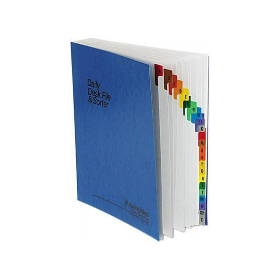 Pendaflex 11015 Expandable Desk File, A-Z Index, Letter Size, Acrylic-Coated PressGuard, Blue