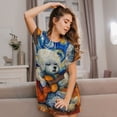 thumbnail image 3 of Easygdp Dog Guitar Starry Night Camisón de manga corta para mujer, informal, estampado, 3 of 6