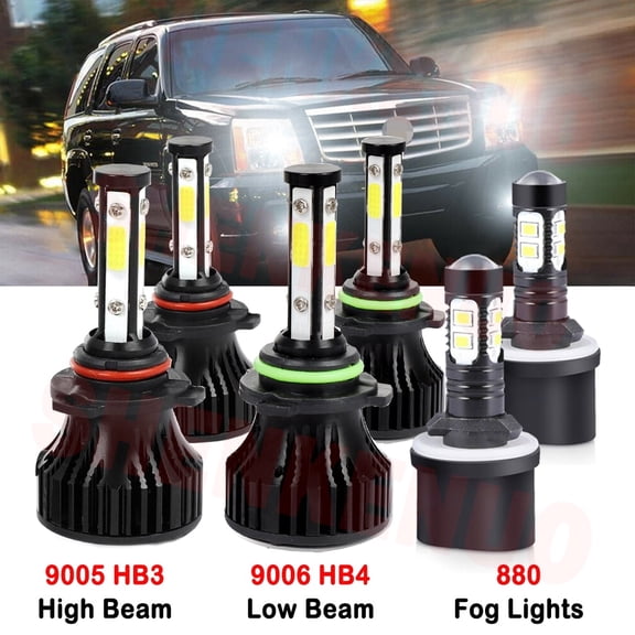 9006 9005 High&Low Beam for Cadillac Deville 1997 1998 1999 2000 2001 2002 2003 2004 2005 LED Headlights 880 Fog Lights 6pcs