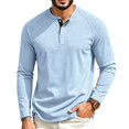 thumbnail image 2 of Men's Henley Waffle T-Shirt Long Sleeve Casual Lightweight Pullover Shirts Soft Stretch Tees for Business Golf,XS, 2 of 8