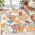 thumbnail image 6 of Haperlare Area Rug Floral Rug Washable Bohemian Living Room Bedroom Rug Non-Shedding Indoor Carpet, 9' x 12' Beige Orange, 6 of 7