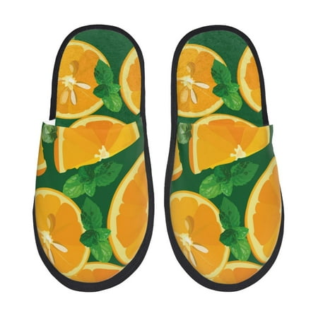 Balery Orange Slient Indoor Furry Fleece Comfort House Shoes Soft Non-Slip Home Shoes Cotton slippers House Slippers-- Large