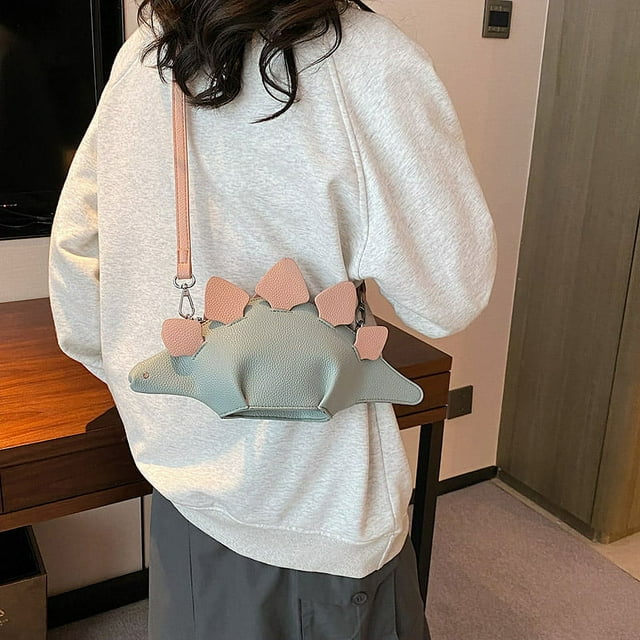 Monederos de hombro de dinosaurio para niña PU Stegosaurus CrossBody Bag Shopper Bag (Verde)