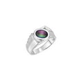 thumbnail image 3 of RYLOS Men's Rings Sterling Silver Cabochone Gemstone & Diamond Designer Alexandrite Rings For Men Size 12, 3 of 5