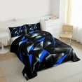thumbnail image 3 of Homewish Abstarct Geometric Queen Comforter Set,Modern Artistic Bedding Sets,Blue Black Bedding Comforter Set For Teens,Ultra Soft Home Decor Reversible,3pcs, 3 of 8